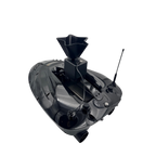 Sailvvay UK ROTO Bait Spreader C-Series mounted on a black bait boat for wide area bait distribution