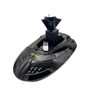 Sailvvay UK ROTO Bait Spreader C-Series mounted on a black bait boat with a remote control in a studio setting