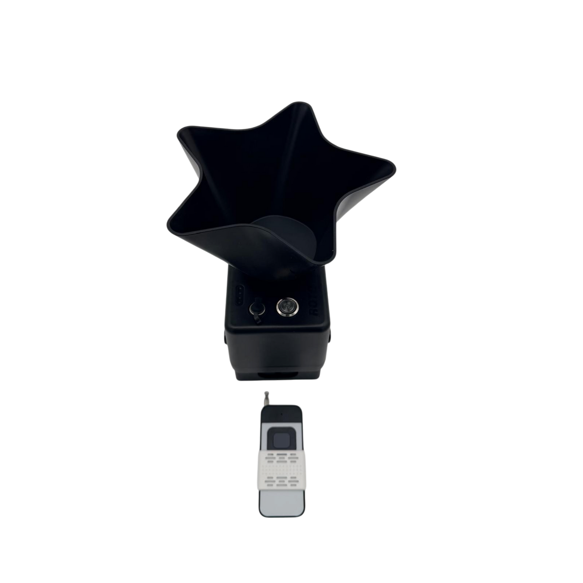 Sailvvay UK ROTO 2 battery-powered bait spreader with star-shaped hopper and dedicated remote control
