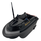Sailvvay UK X-Series bait boat with a black carbon fiber finish, dual hoppers, and antenna for long-range fishing.