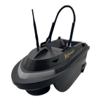 Sailvvay UK X-Series bait boat in black carbon fiber finish with antenna and handle, designed for precision fishing.